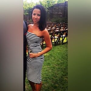 Black and white stripped midi bodycon dress from Express. Size 2. Worn once.